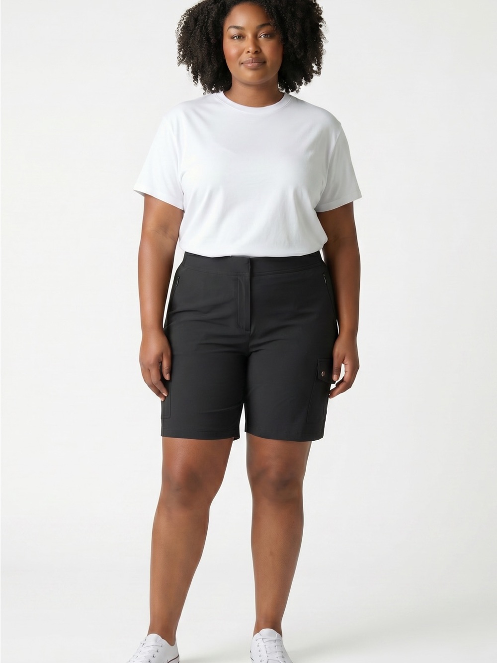 Chico's Black Stretch Cargo Bermuda Shorts